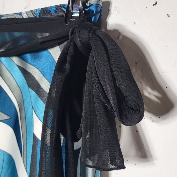 Wrapper Womens Abstract Print Lace Silky Midi Skirt Medium y2k Retro 70s Groovy - Picture 5 of 11